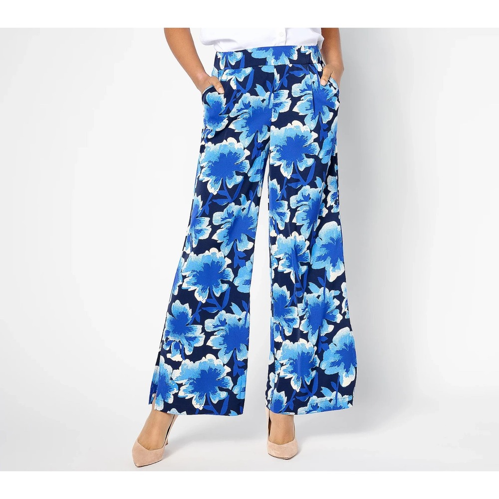 Studio Park x‎ Leah Williams Reg Bold Floral Soft Woven Pant Blue L